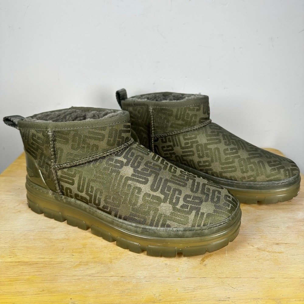 UGG Classic Ultra Mini Monogram Boots Women's 8 Burnt Olive 1138433 Ankle Bootie